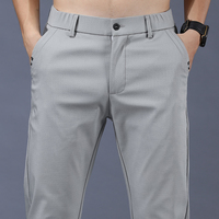 2022 wiosenne spodnie na lato męskie Stretch koreańskie Casual Slim Fit w pasie biznesowe klasyczne spodnie męskie czarne szare 28-38 5
